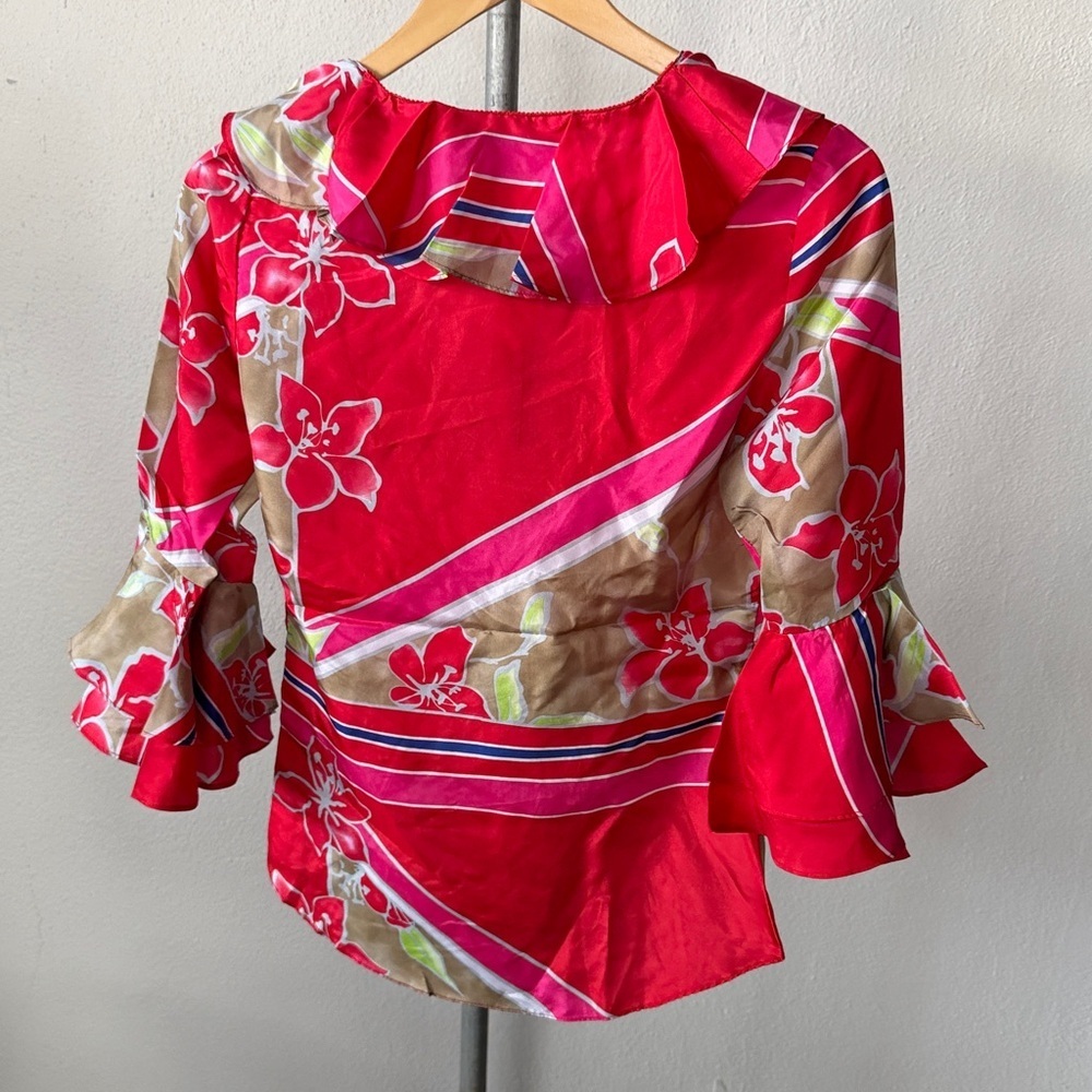 NWT Tommy Hilfiger Tie front Silk Blouse Size Small - Picture 3 of 3